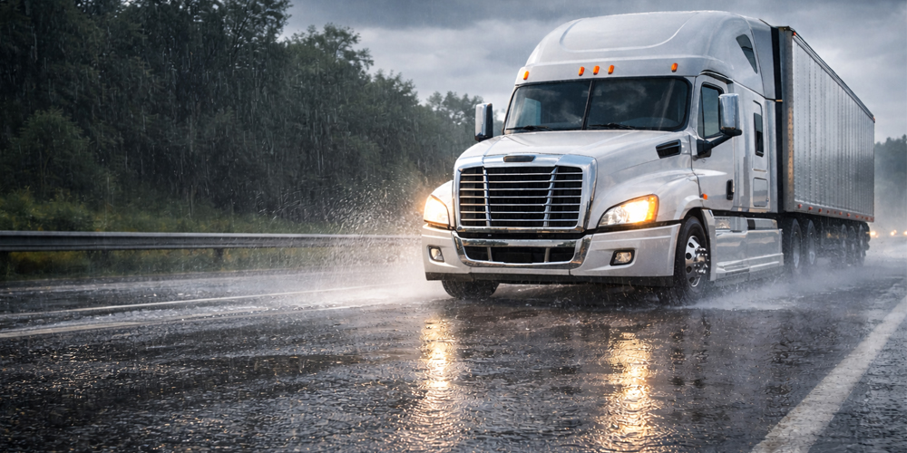 Dirigir caminhão na chuva